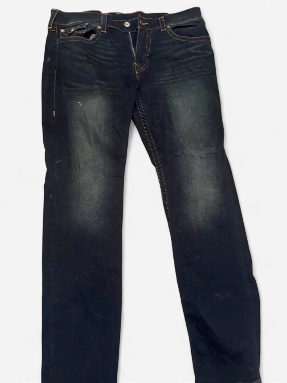 True Religion Men's Dark Indigo Straight Jeans